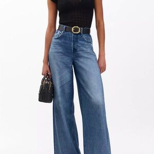 Rag & Bone Miramar Highrise  Wide-Leg Terrycloth Printed to look like Denim